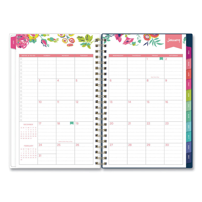 Blue Sky Day Designer Peyton Create-Your-Own Cover Weekly/Monthly Planner, Floral Artwork, 8 x 5, Navy Cover, 12-Month (Jan-Dec): 2023