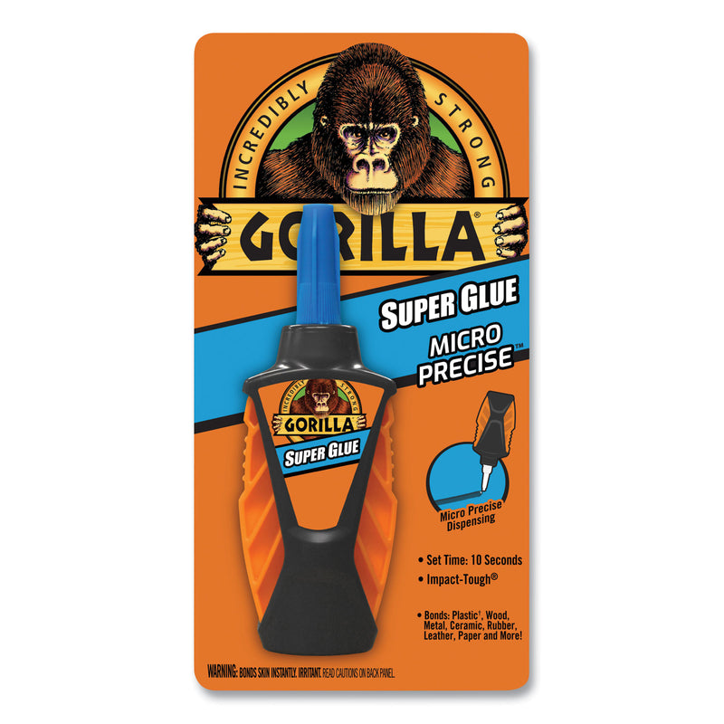 Gorilla Super Glue Micro Precise, 0.19 oz, Dries Clear, 4/Carton