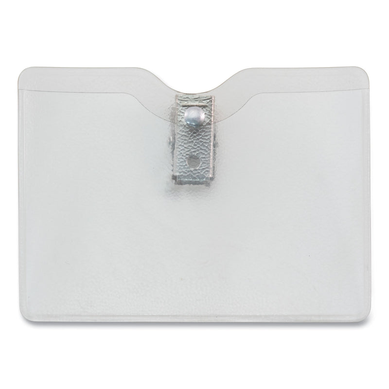 Advantus Security ID Badge Holders with Clip, Horizontal, Clear 3.5" x 3" Holder, 3.5" x 3" Insert, 50/Box