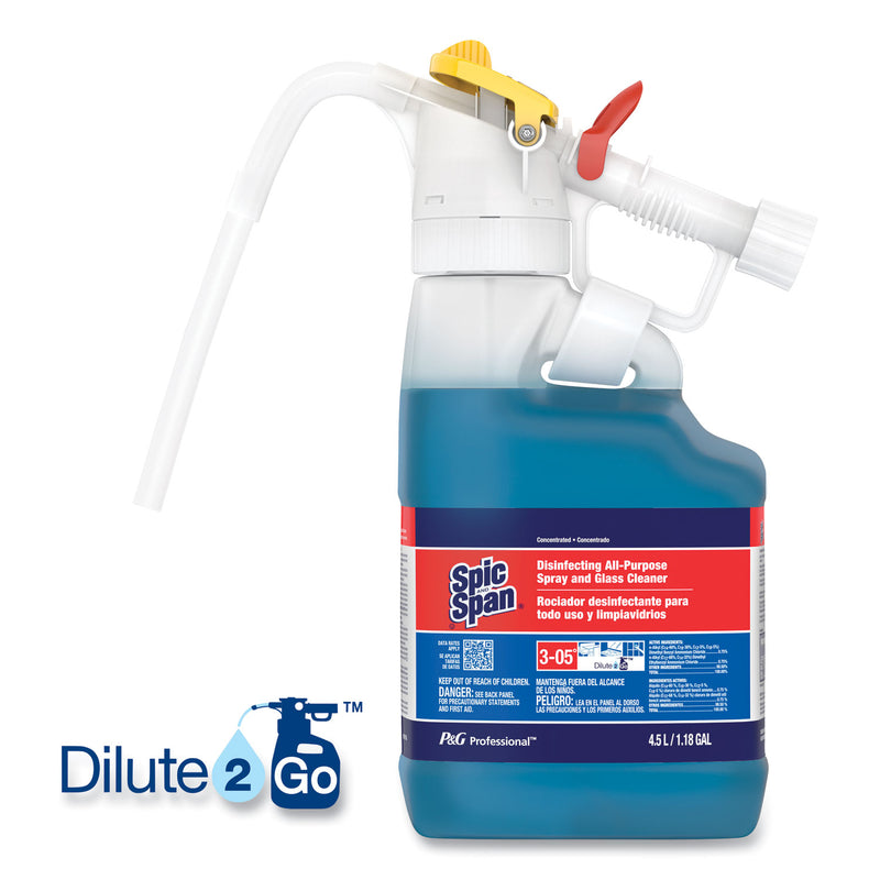 P&G Professional Dilute 2 Go, Spic and Span Disinfecting All-Purpose Spray and Glass Cleaner, Fresh Scent, , 4.5 L Jug, 1/Carton