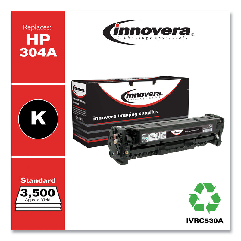 Innovera Remanufactured Black Toner, Replacement for 304A (CC530A), 3,500 Page-Yield