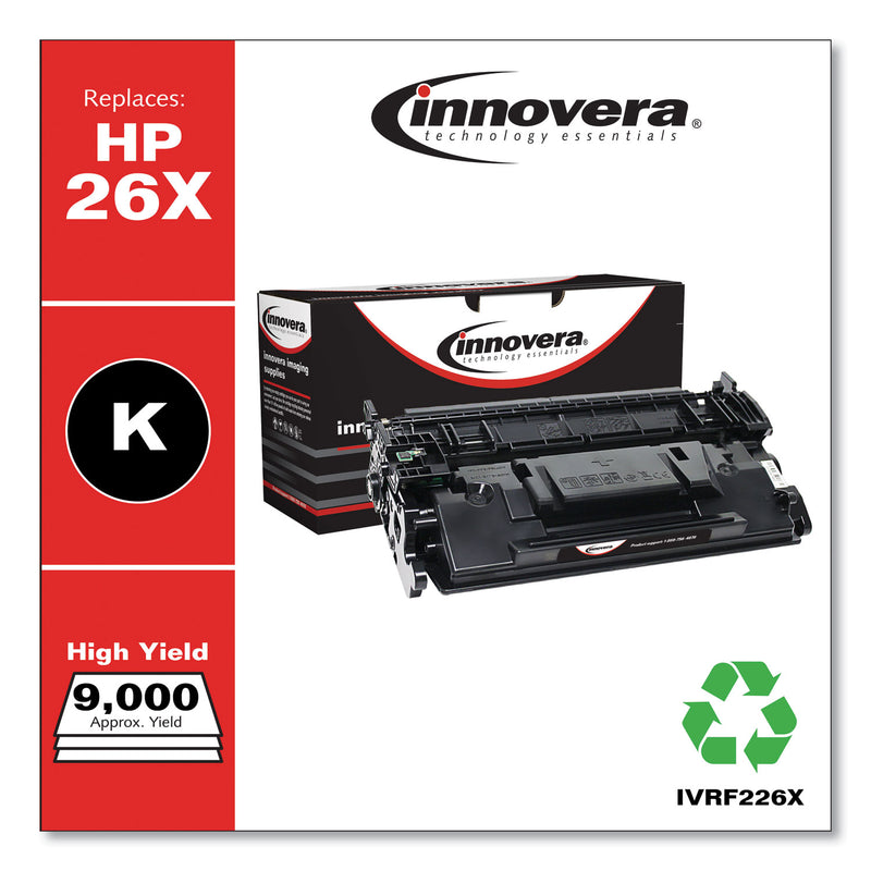 Innovera Remanufactured Black High-Yield Toner, Replacement for 26X (CF226X), 9,000 Page-Yield