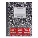 Universal Composition Book, Medium/College Rule, Black Marble Cover, 9.75 x 7.5, 100 Sheets, 6/Pack