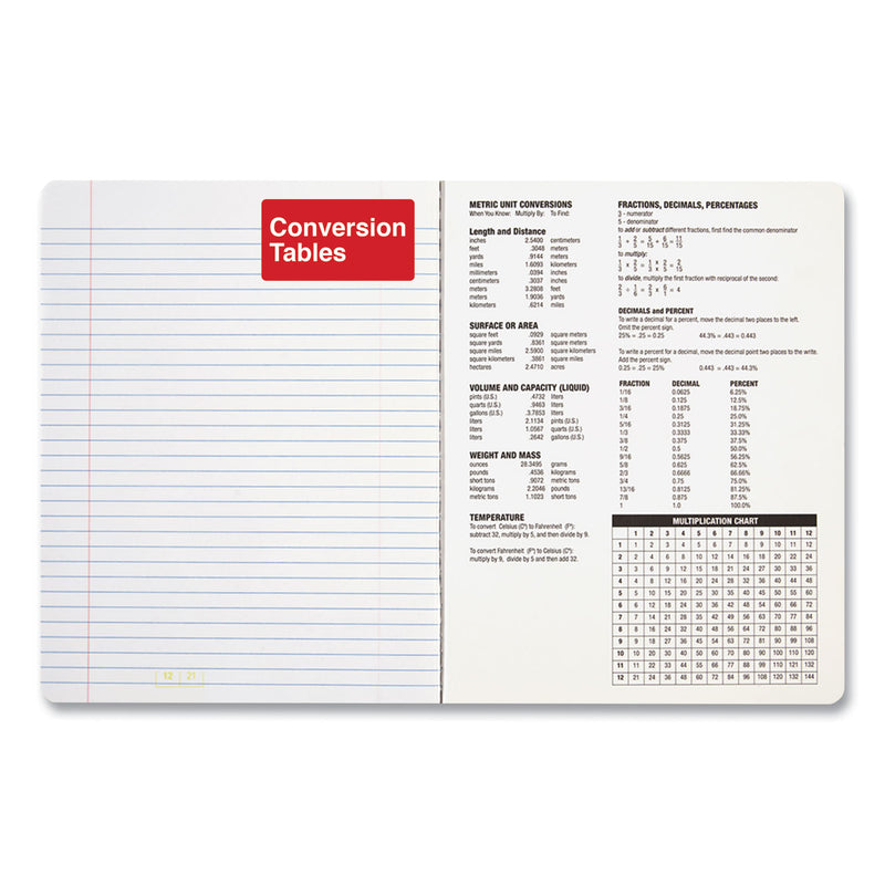Universal Composition Book, Medium/College Rule, Black Marble Cover, 9.75 x 7.5, 100 Sheets, 6/Pack