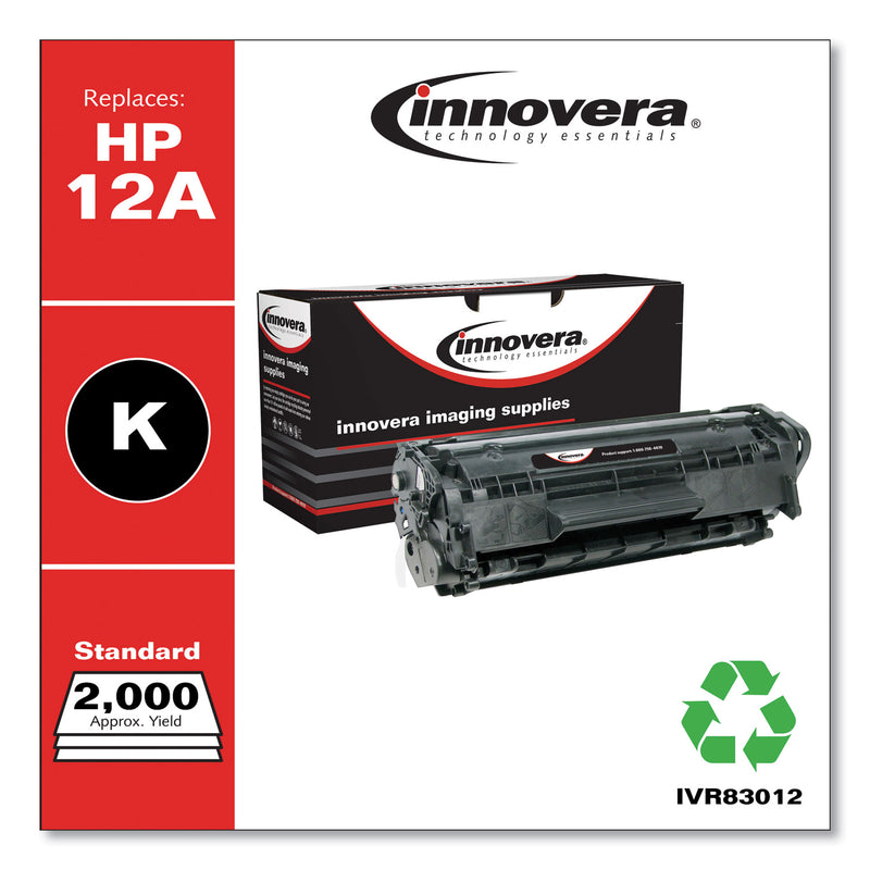 Innovera Remanufactured Black Toner, Replacement for 12A (Q2612A), 2,000 Page-Yield