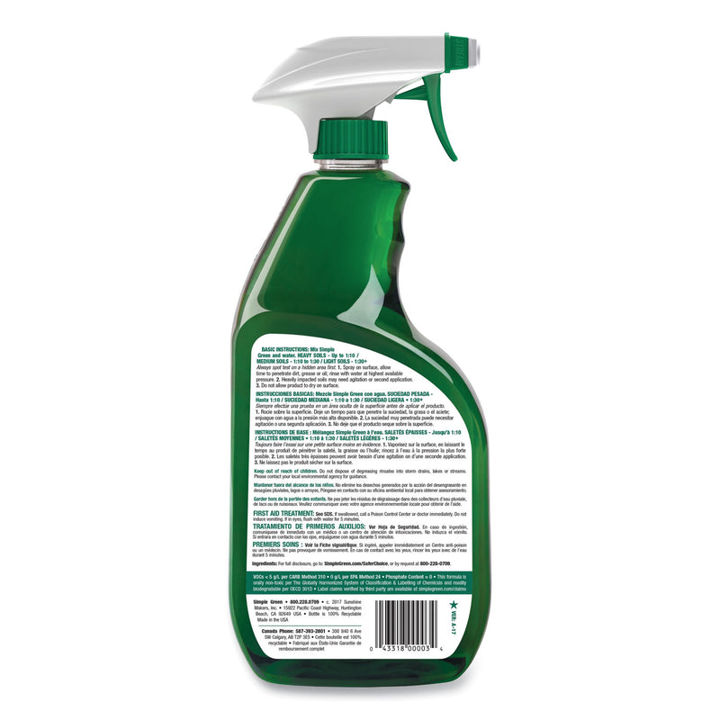 Simple Green Industrial Cleaner and Degreaser, Concentrated, 24 oz Spray Bottle