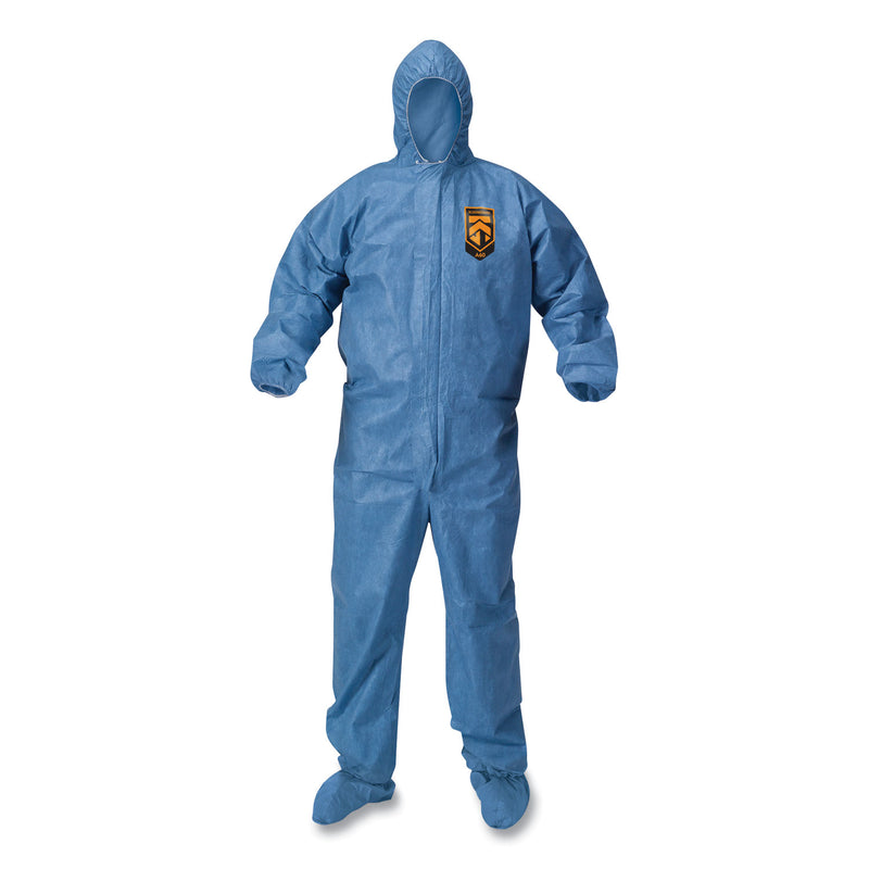 KleenGuard A65 Zipper Front Hood and Boot Flame-Resistant Coveralls, Elastic Wrist and Ankles, 2X-Large,Blue,  25/Carton