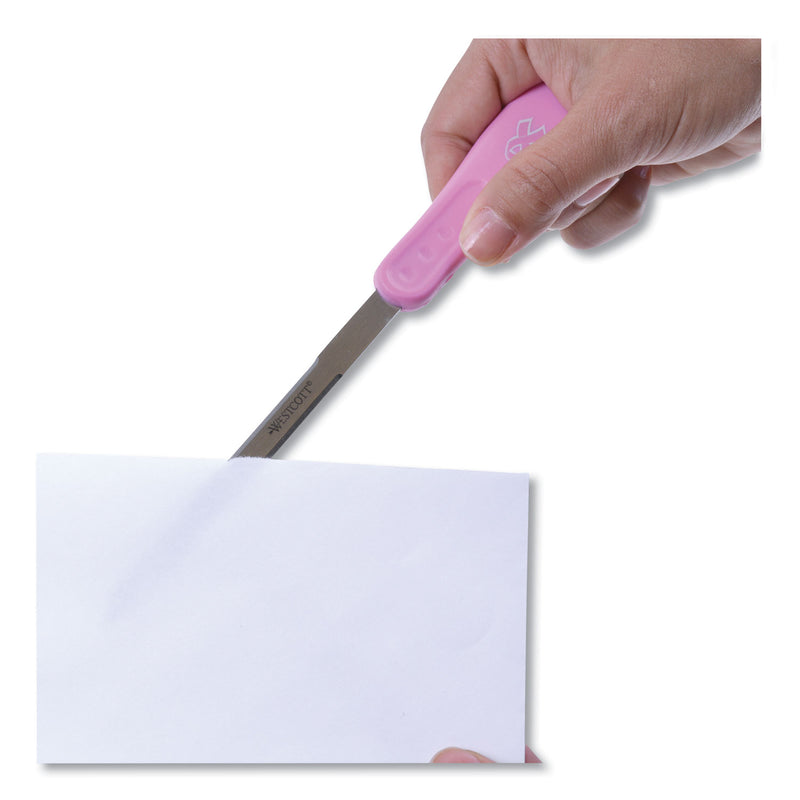 Westcott Pink Ribbon Stainless Steel Letter Opener, 9", Pink