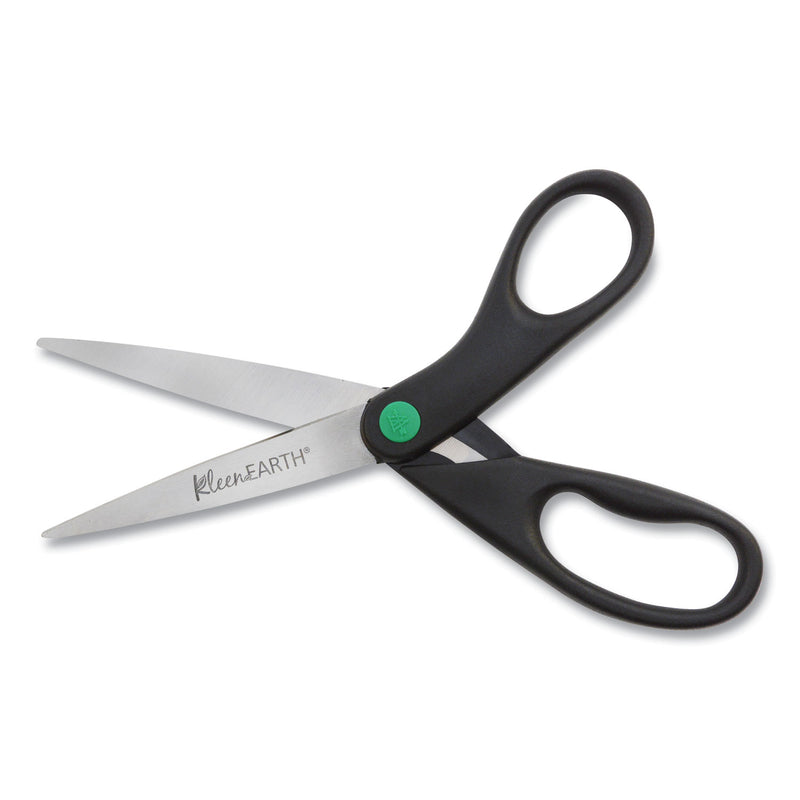 Westcott KleenEarth Scissors, 8" Long, 3.25" Cut Length, Black Straight Handles, 2/Pack