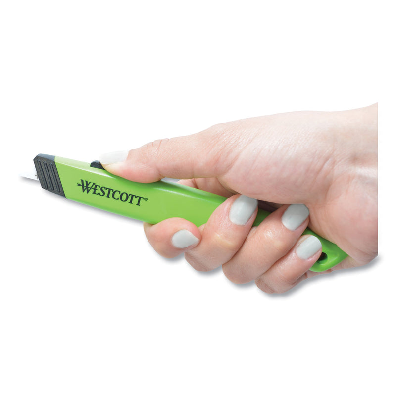 Westcott Safety Ceramic Blade Box Cutter, 0.5" Blade, 5.5" Plastic Handle, Green