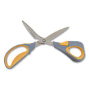 Westcott Titanium Bonded Workbench Shears, 8" Long, 3" Cut Length, Gray/Yellow Offset Handle