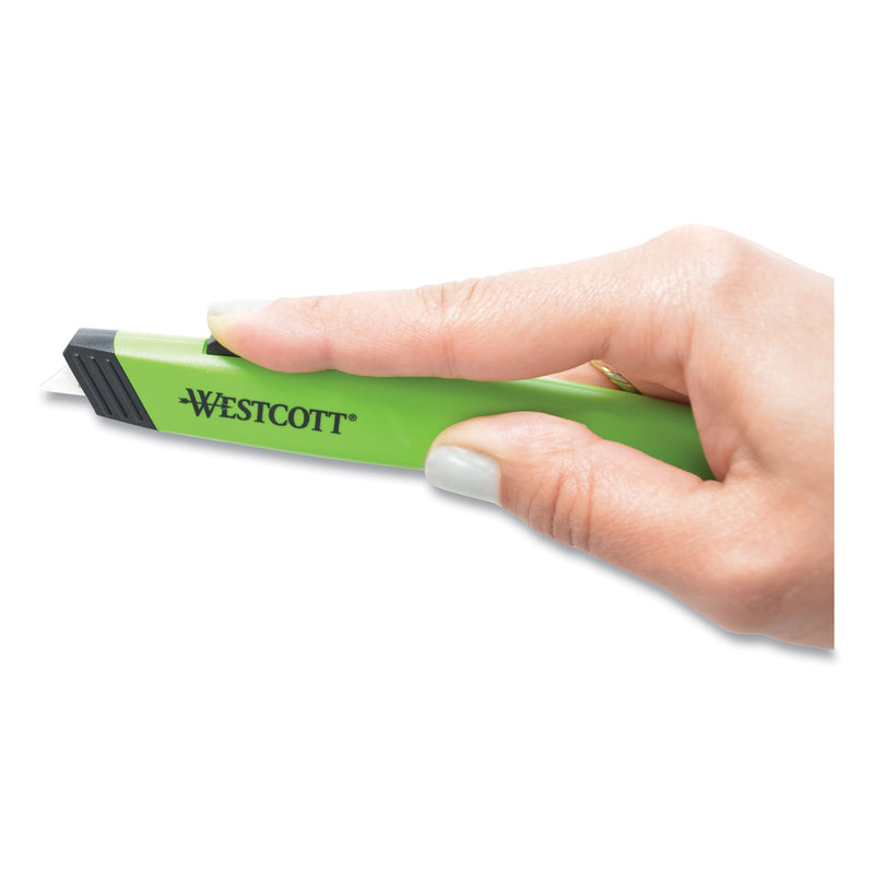Westcott Safety Ceramic Blade Box Cutter, 0.5" Blade, 5.5" Plastic Handle, Green