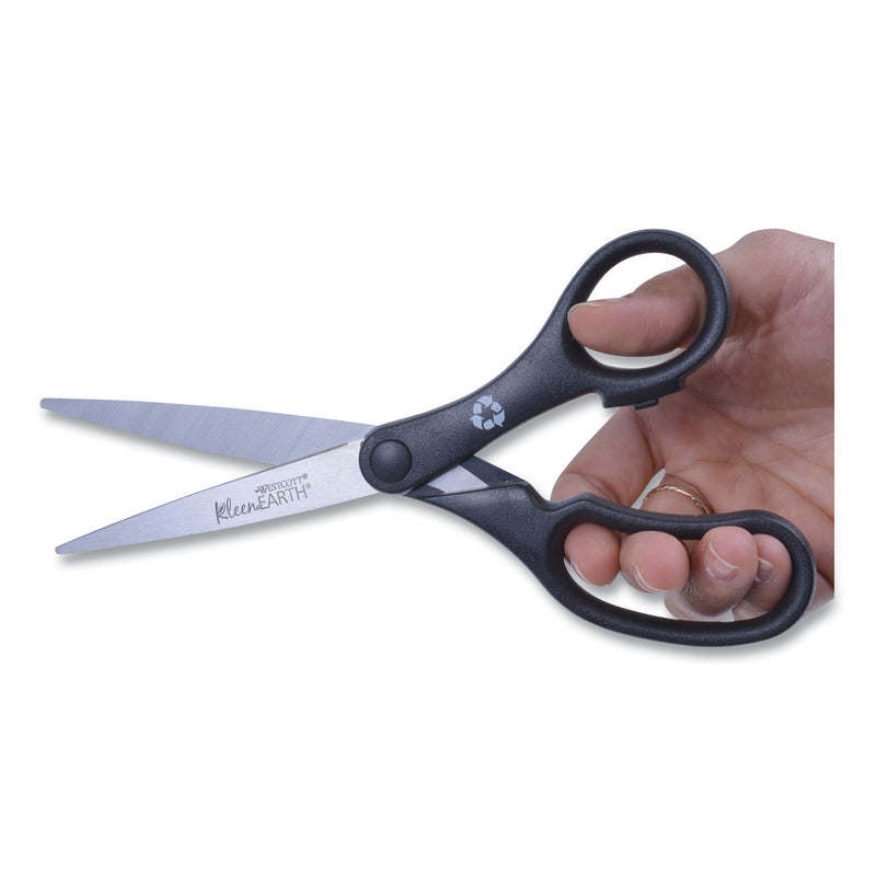 Westcott KleenEarth Basic Plastic Handle Scissors, 8" Long, 3.25" Cut Length, Black Straight Handle
