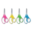 Westcott Soft Handle Kids Scissors, Rounded Tip, 5" Long, 1.75" Cut Length, Assorted Straight Handles, 12/Pack