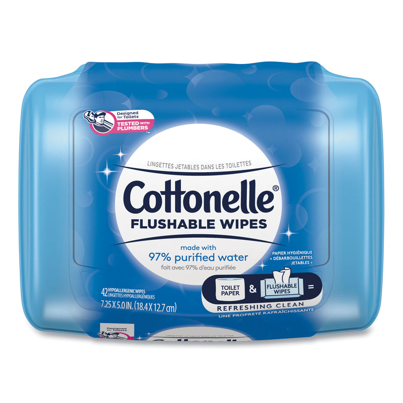Cottonelle Fresh Care Flushable Cleansing Cloths, 3.75 x 5.5, White, 42/Pack