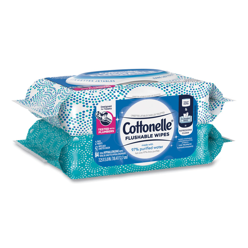 Cottonelle Fresh Care Flushable Cleansing Cloths, 3.73 x 5.5, White, 84/Pack, 8 Packs/Carton