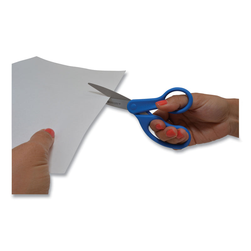 Westcott Preferred Line Stainless Steel Scissors, 8" Long, 3.5" Cut Length, Blue Straight Handle