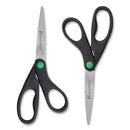 Westcott KleenEarth Scissors, 8" Long, 3.25" Cut Length, Black Straight Handles, 2/Pack