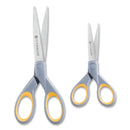 Westcott Titanium Bonded Scissors, 5" and 7" Long, 2.25" and 3.5" Cut Lengths, Gray/Yellow Straight Handles, 2/Pack