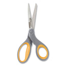 Westcott Titanium Bonded Scissors, 8" Long, 3.5" Cut Length, Gray/Yellow Straight Handle