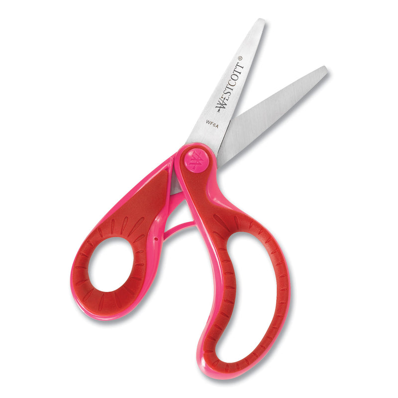 Westcott Ergo Jr. Kids' Scissors, Rounded Tip, 5" Long, 1.5" Cut Length, Randomly Assorted Offset Handles