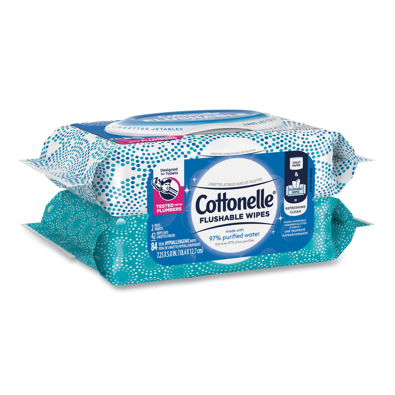 Cottonelle Fresh Care Flushable Cleansing Cloths, 3.73 x 5.5, White, 84/Pack