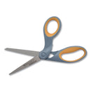 Westcott Titanium Bonded Scissors, 8" Long, 3.5" Cut Length, Gray/Yellow Offset Handle