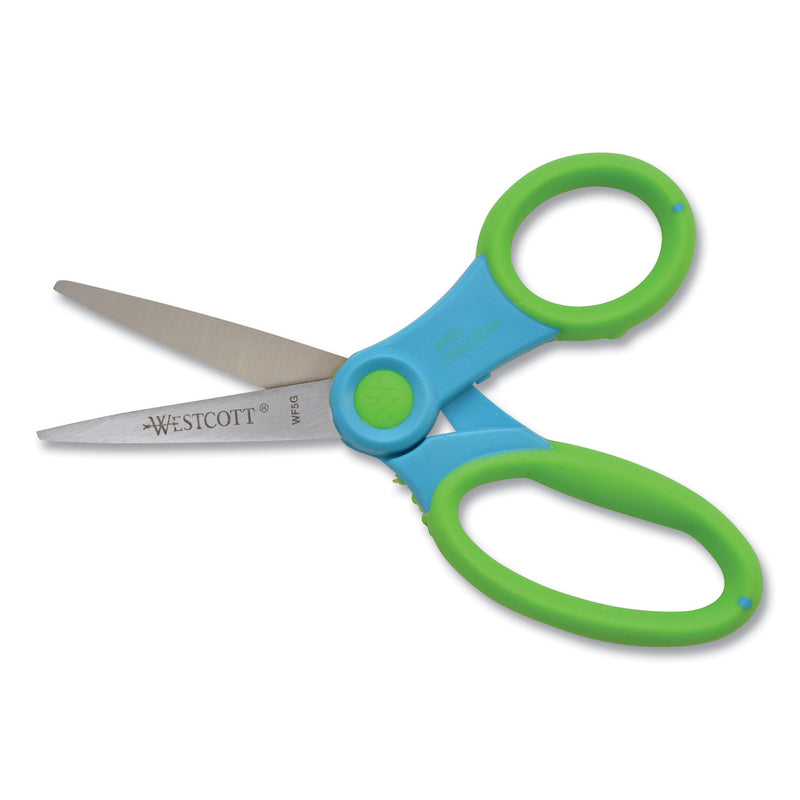 Westcott Ultra Soft Handle Scissors w/Antimicrobial Protection, Pointed Tip, 5" Long, 2" Cut Length, Randomly Assorted Straight Handle