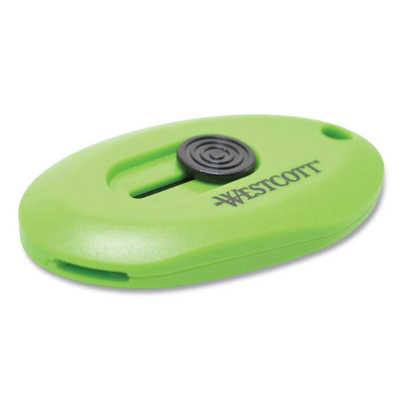 Westcott Compact Safety Ceramic Blade Box Cutter, Retractable Blade, 0.5" Blade, 2.5" Plastic Handle, Green