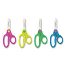 Westcott Scissor Caddy with Kids' Scissors, 5" Long, 2" Cut Length, Light Blue; Light Green; Pink; Red, Straight Handles, 24/Set