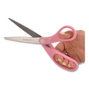 Westcott All Purpose Pink Ribbon Scissors, 8" Long, 3.5" Cut Length, Pink Straight Handle