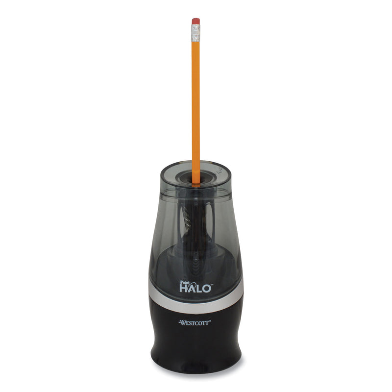 Westcott Halo Colored Pencil Non-Stick Electric Sharpener, AC-Powered, 3.5 x 6.75, Black/Silver