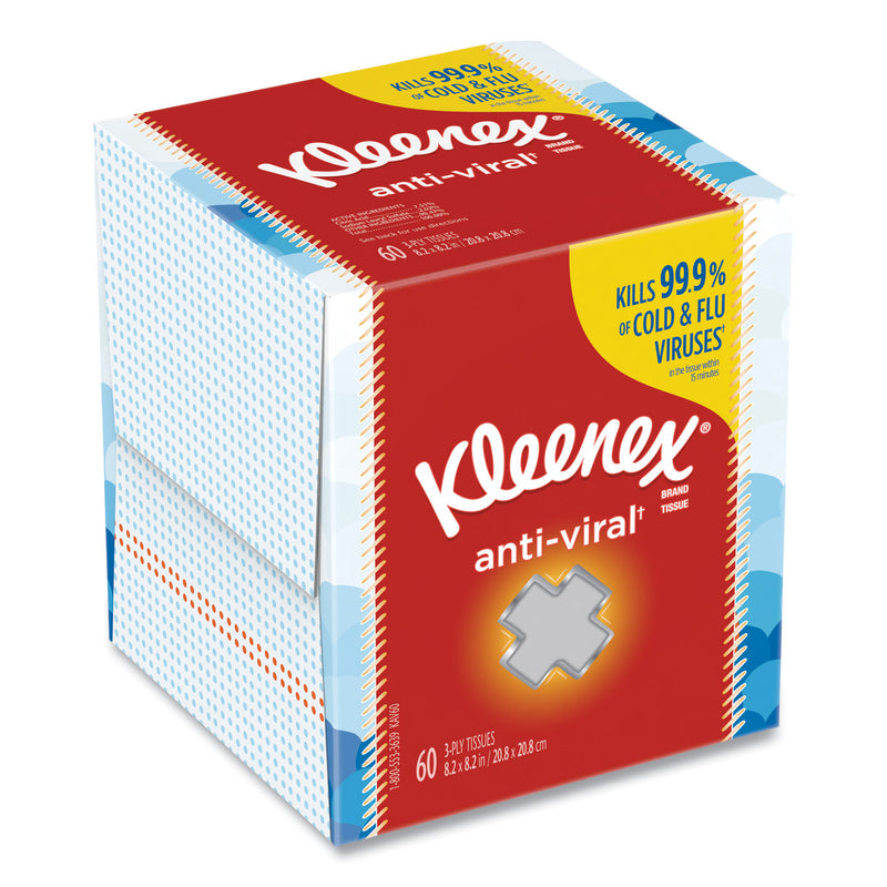 Kleenex Anti-Viral Facial Tissue, 3-Ply, White, 60 Sheets/Box, 27 Boxes/Carton