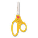 Westcott Scissor Caddy with Kids' Scissors, 5" Long, 2" Cut Length, Light Blue; Light Green; Pink; Red, Straight Handles, 24/Set