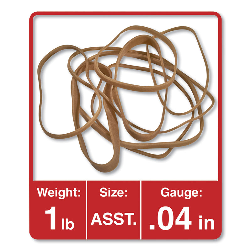Universal Rubber Bands, Size 54 (Assorted), Assorted Gauges, Beige, 1 lb Box