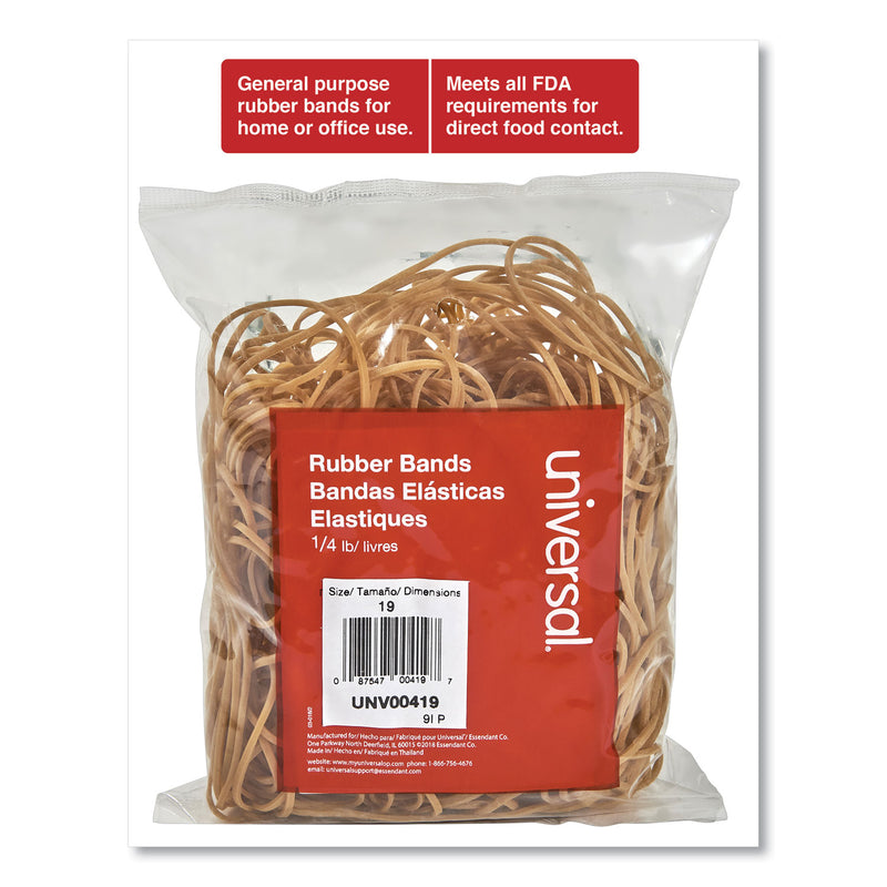 Universal Rubber Bands, Size 19, 0.04" Gauge, Beige, 4 oz Box, 310/Pack