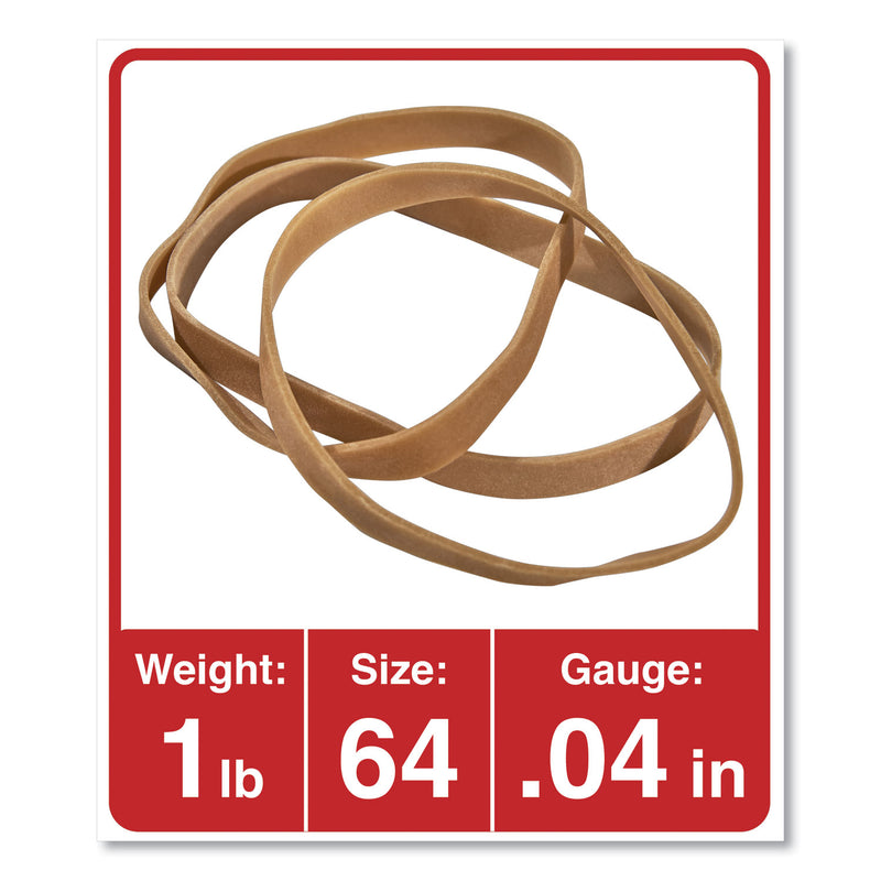 Universal Rubber Bands, Size 64, 0.04" Gauge, Beige, 1 lb Bag, 320/Pack