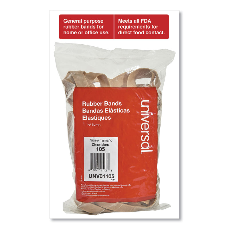 Universal Rubber Bands, Size 105, 0.06" Gauge, Beige, 1 lb Box, 55/Pack