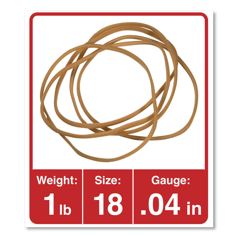 Universal Rubber Bands, Size 18, 0.04" Gauge, Beige, 1 lb Box, 1,600/Pack