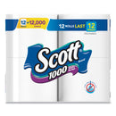 Scott Toilet Paper, Septic Safe, 1-Ply, White, 1,000 Sheets/Roll, 12 Rolls/Pack, 4 Pack/Carton