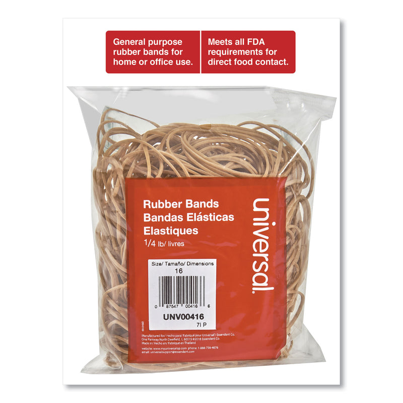 Universal Rubber Bands, Size 16, 0.04" Gauge, Beige, 4 oz Box, 475/Pack
