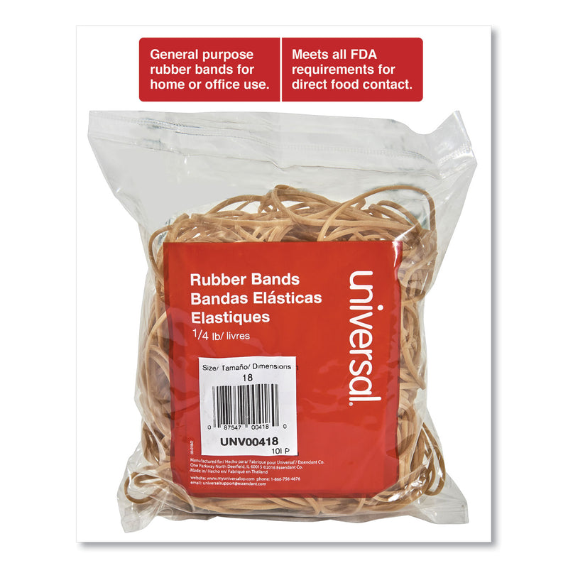 Universal Rubber Bands, Size 18, 0.04" Gauge, Beige, 4 oz Box, 400/Pack