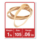Universal Rubber Bands, Size 105, 0.06" Gauge, Beige, 1 lb Box, 55/Pack
