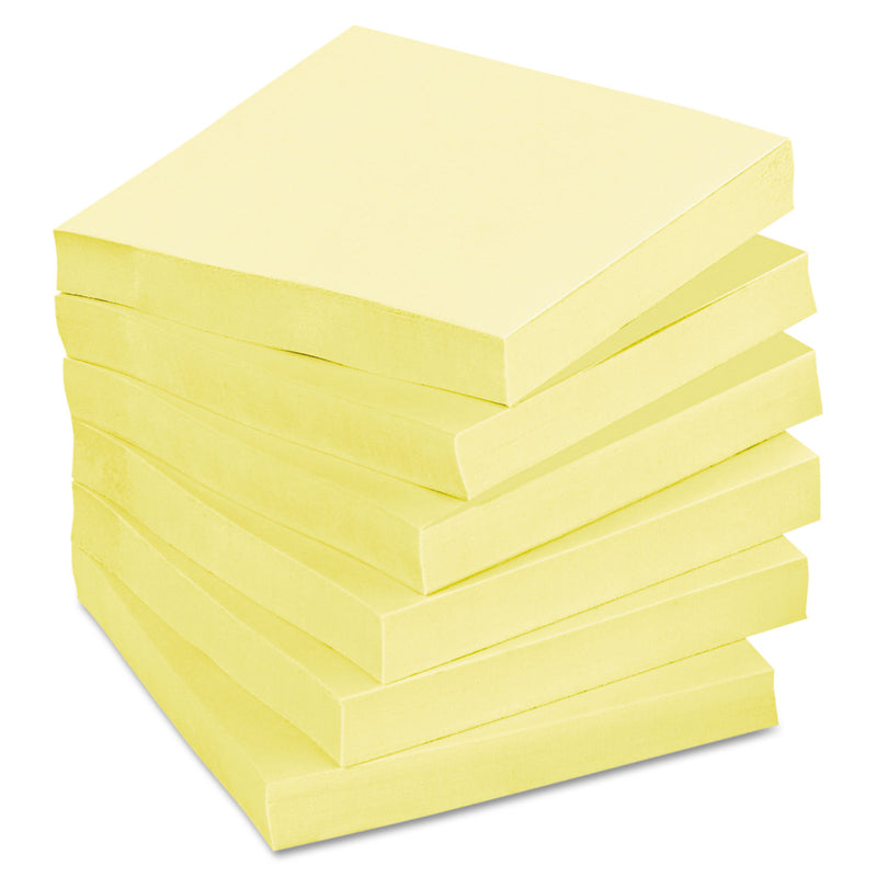 Post-it Original Recycled Note Pads, 3" x 3", Canary Yellow, 100 Sheets/Pad, 12 Pads/Pack