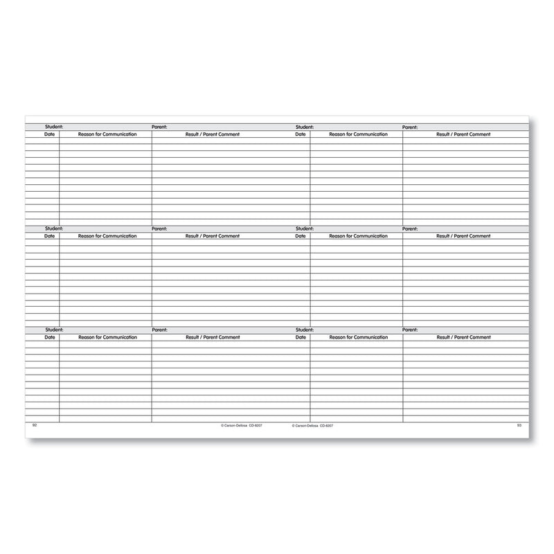 Carson-Dellosa Education School Year Record Book, 9-10 Week Term: 2-Page Spread (35 Students), 2-Page Spread (8 Classes), 11 x 8.5, Multicolor Cover