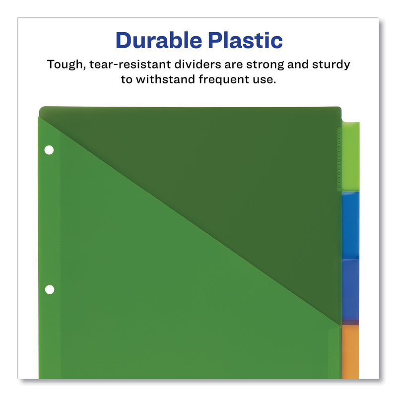 Avery Insertable Big Tab Plastic 2-Pocket Dividers, 5-Tab, 11.13 x 9.25, Assorted, 1 Set