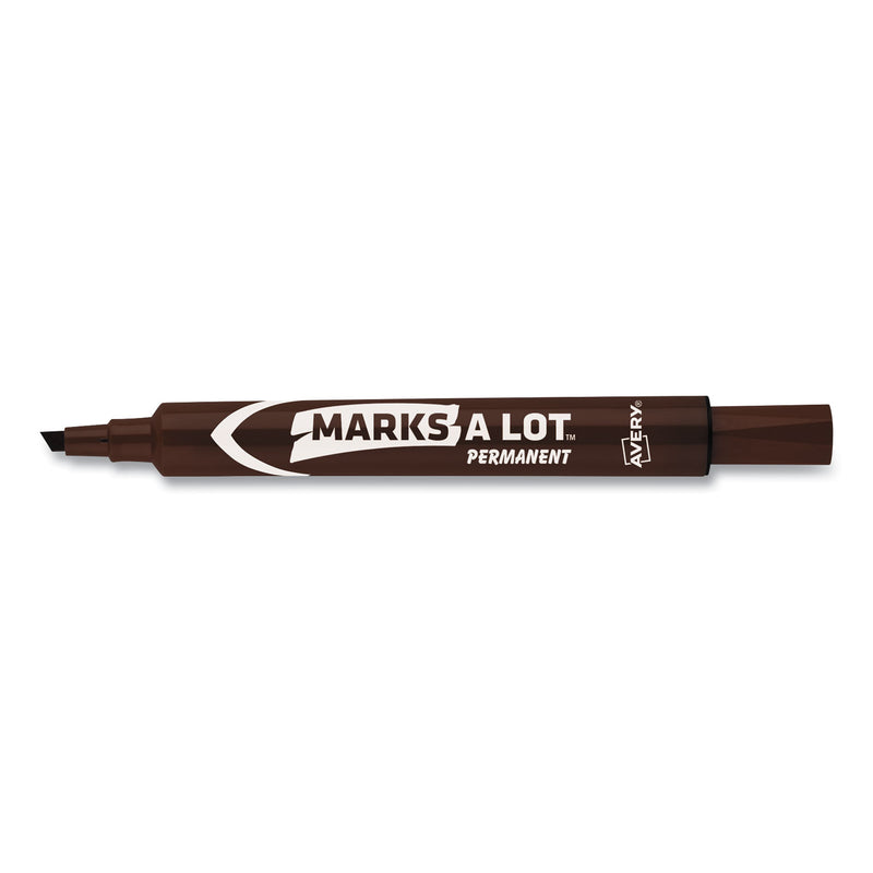 Avery MARKS A LOT Large Desk-Style Permanent Marker, Broad Chisel Tip, Brown, Dozen (8881)