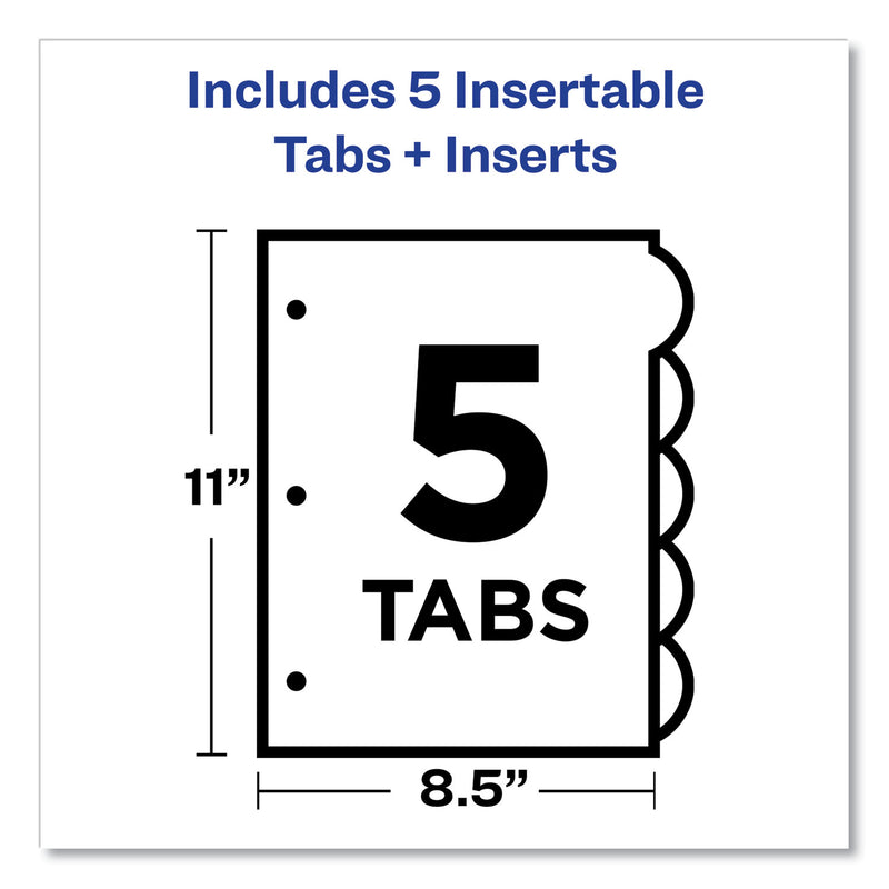 Avery Insertable Style Edge Tab Plastic Dividers, 5-Tab, 11 x 8.5, Translucent, 1 Set