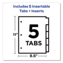 Avery Insertable Big Tab Plastic 2-Pocket Dividers, 5-Tab, 11.13 x 9.25, Assorted, 1 Set