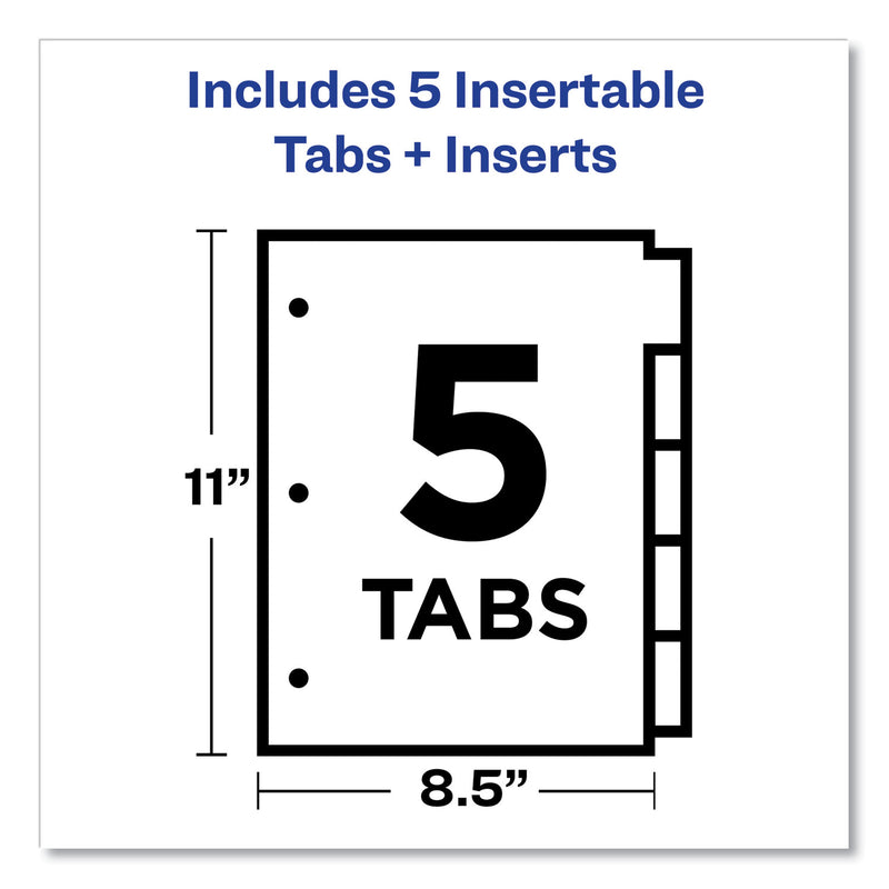 Avery Insertable Big Tab Plastic 2-Pocket Dividers, 5-Tab, 11.13 x 9.25, Assorted, 1 Set